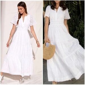 Anthropologie Somerset eyelet white lace maxi dress in small